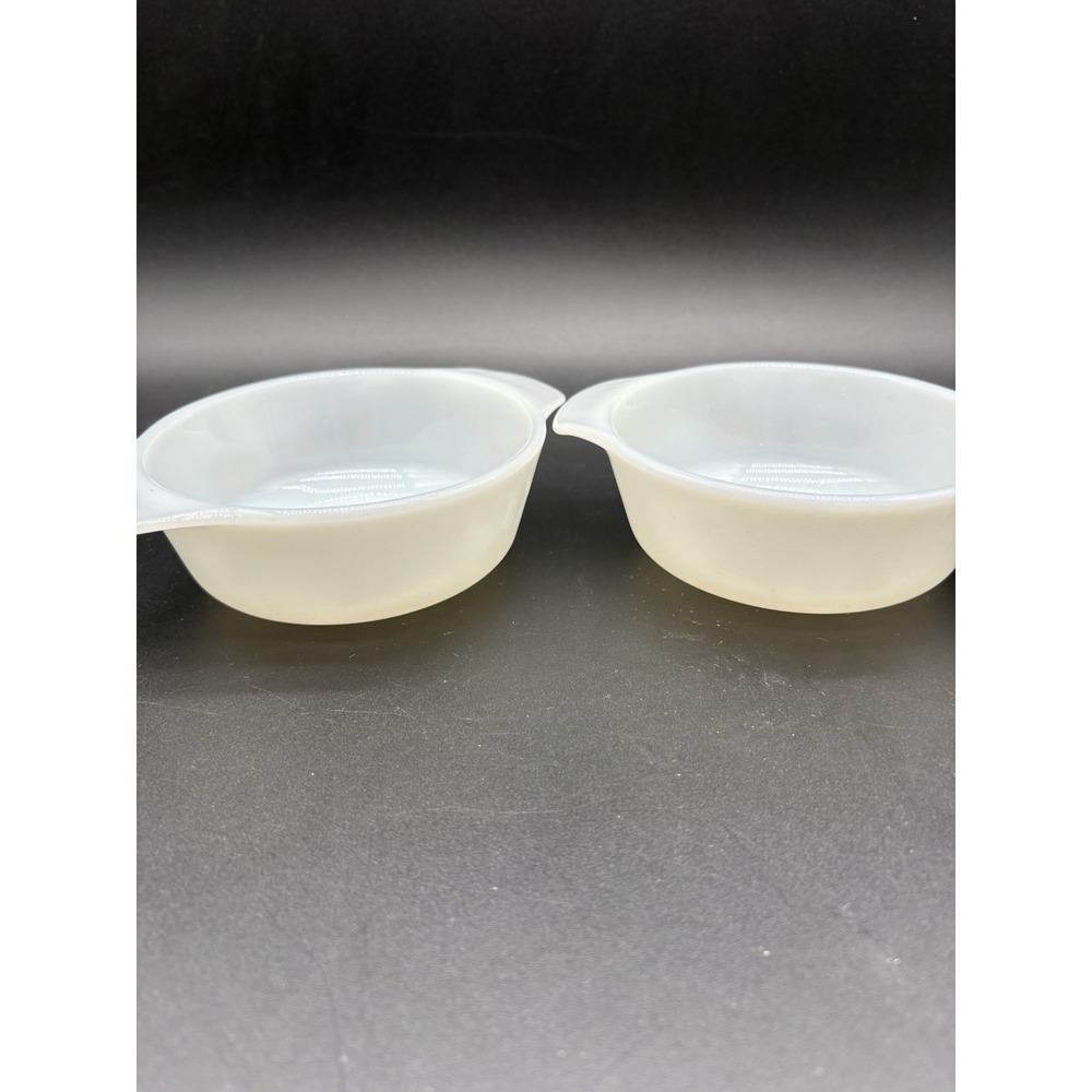 Fire-King #472 Vintage Harvest Vegetable Milk Glass‎ Casserole Bowls w/Lids Pair - Picture 13 of 13